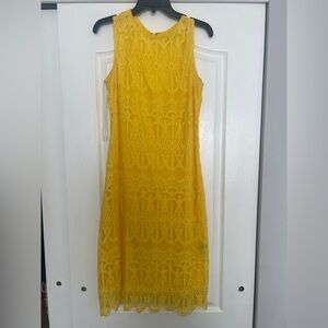 Sharagano Yellow Lace Maxi Dress